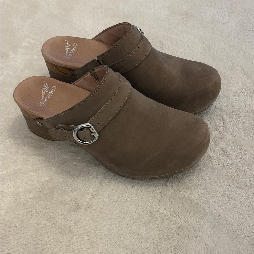 Dansko Taupe Leather Mules
